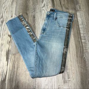 Womens Abercrombie Simone high rise jean legging ankle side stripe jeans size 4